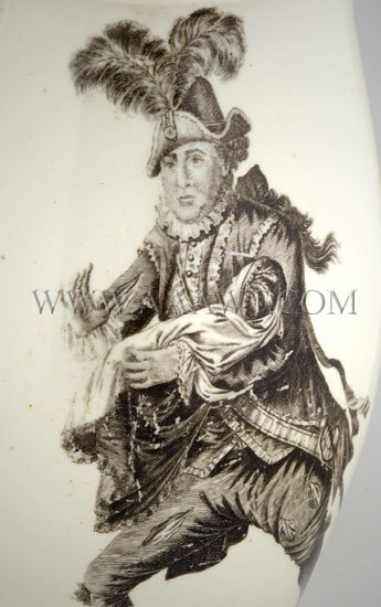 William Shakespeare and David Garrick Portrait Creamware Jug c. 1780, artwork detail 2